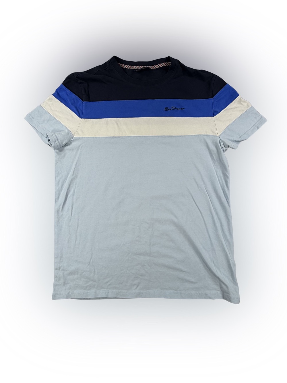 Ben Sherman Blue and Black Colorblock Short Sleeve Tee Size M
